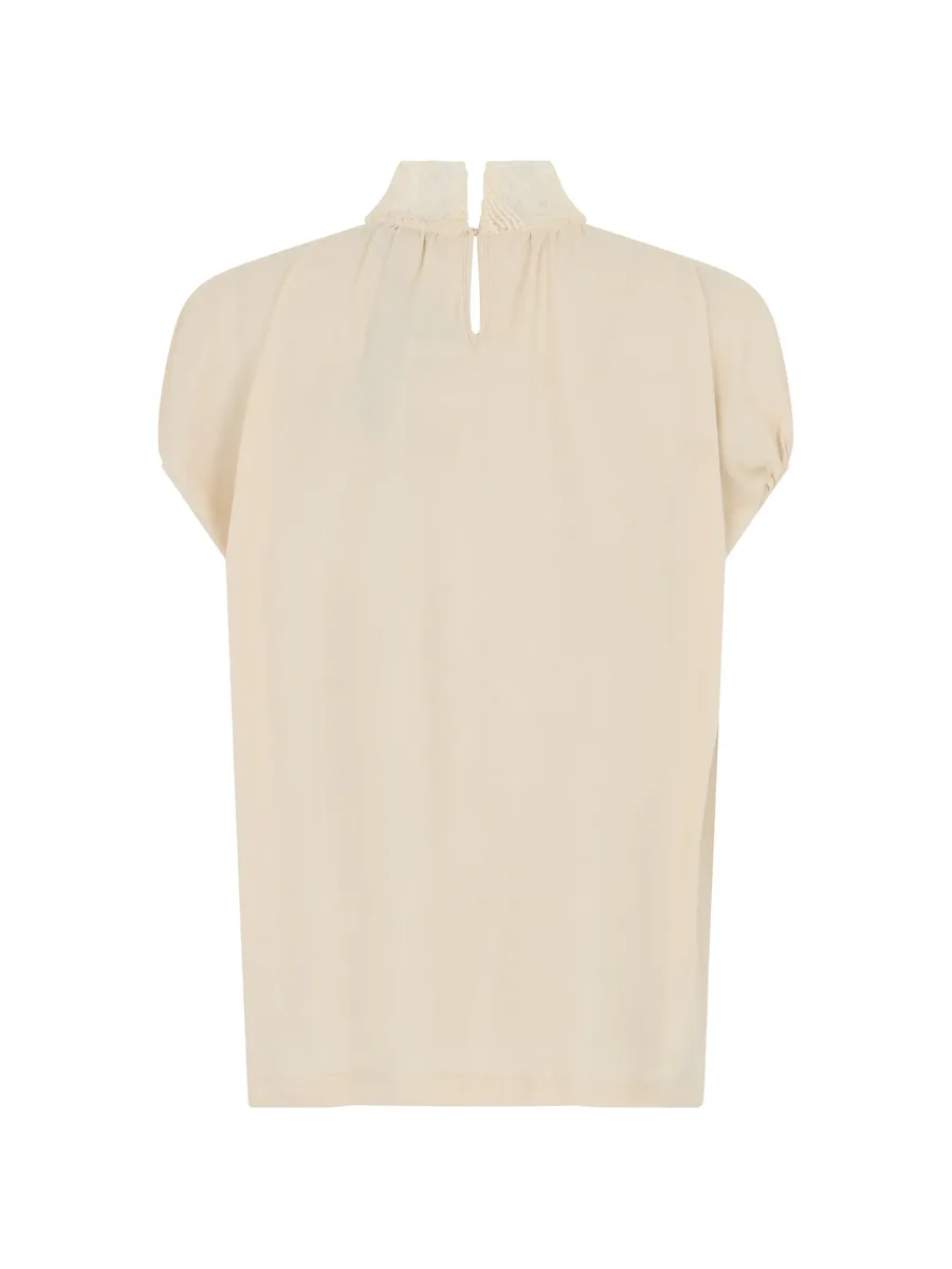 lace-collar gathered blouse 4