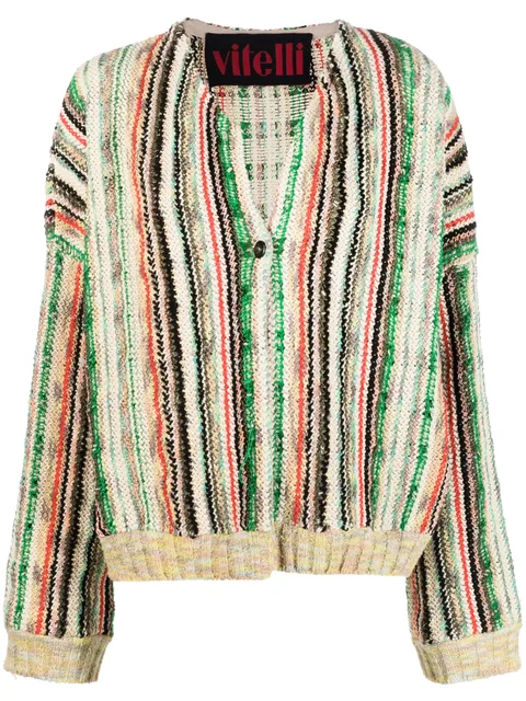striped knit cardigan