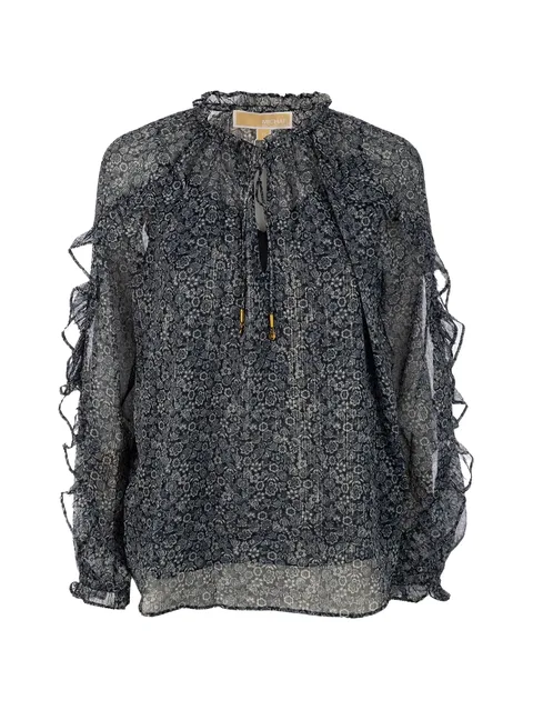 ruffled floral blouse