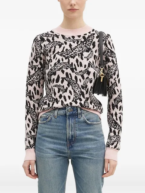 leopard-jacquard crew-neck sweater
