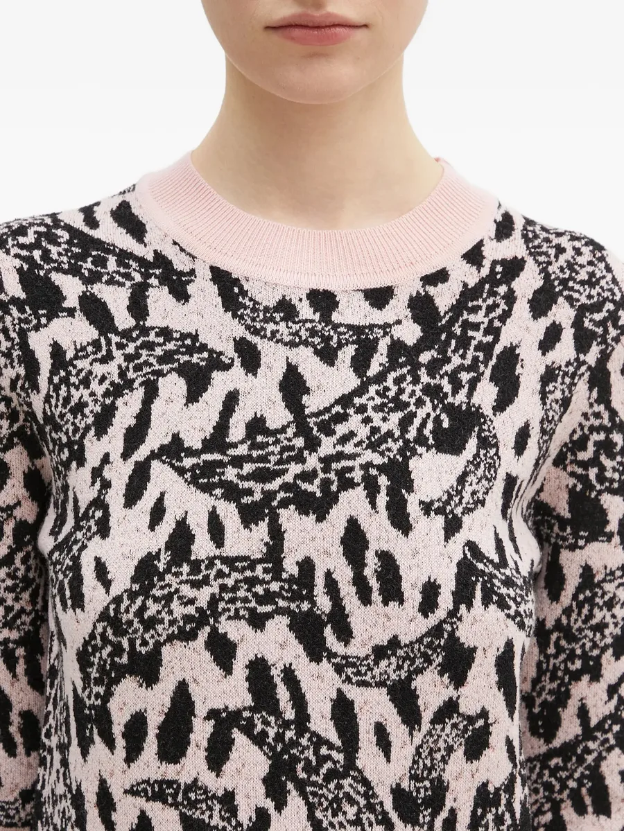 leopard-jacquard crew-neck sweater 9
