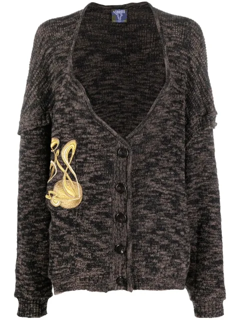 embroidered-detail knit cardigan