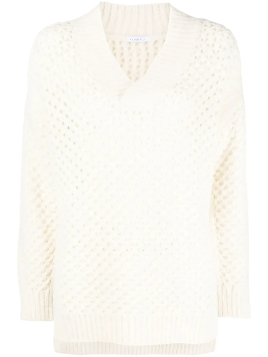 open-knit V-neck jumper 2