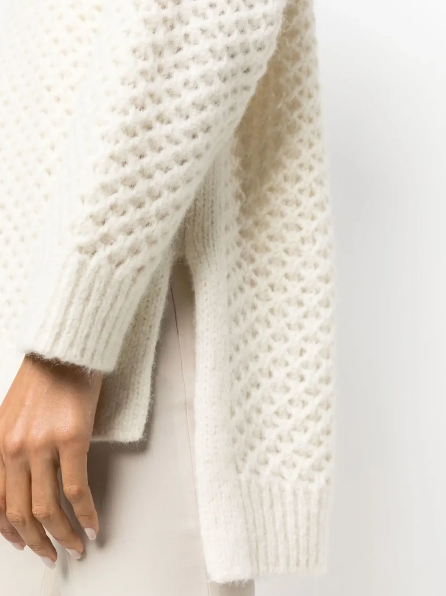 open-knit V-neck jumper 10