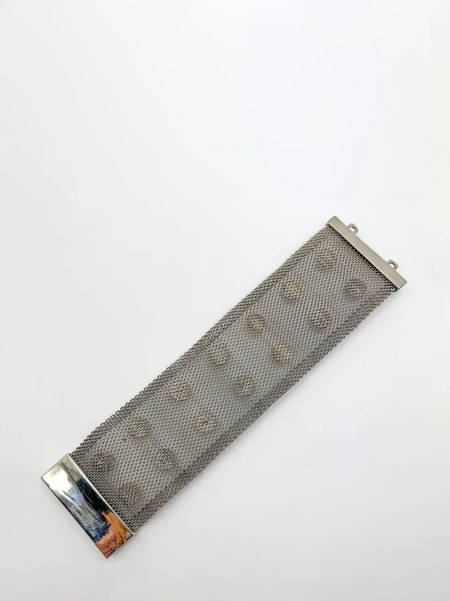 Vintage Solitaire Crystal Mesh Strap Bracelet 1990s 6