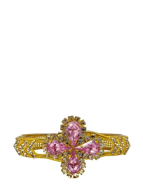 Vintage Victorian Inspired Pink Teardrop Crystal Cuff 1960s