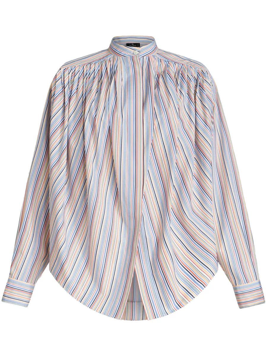 striped gathered cotton blouse 1