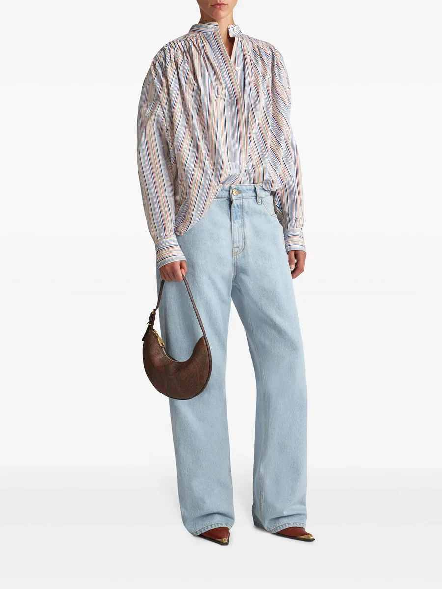 striped gathered cotton blouse 4