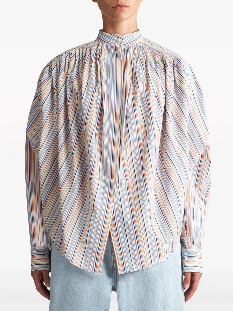 striped gathered cotton blouse 6
