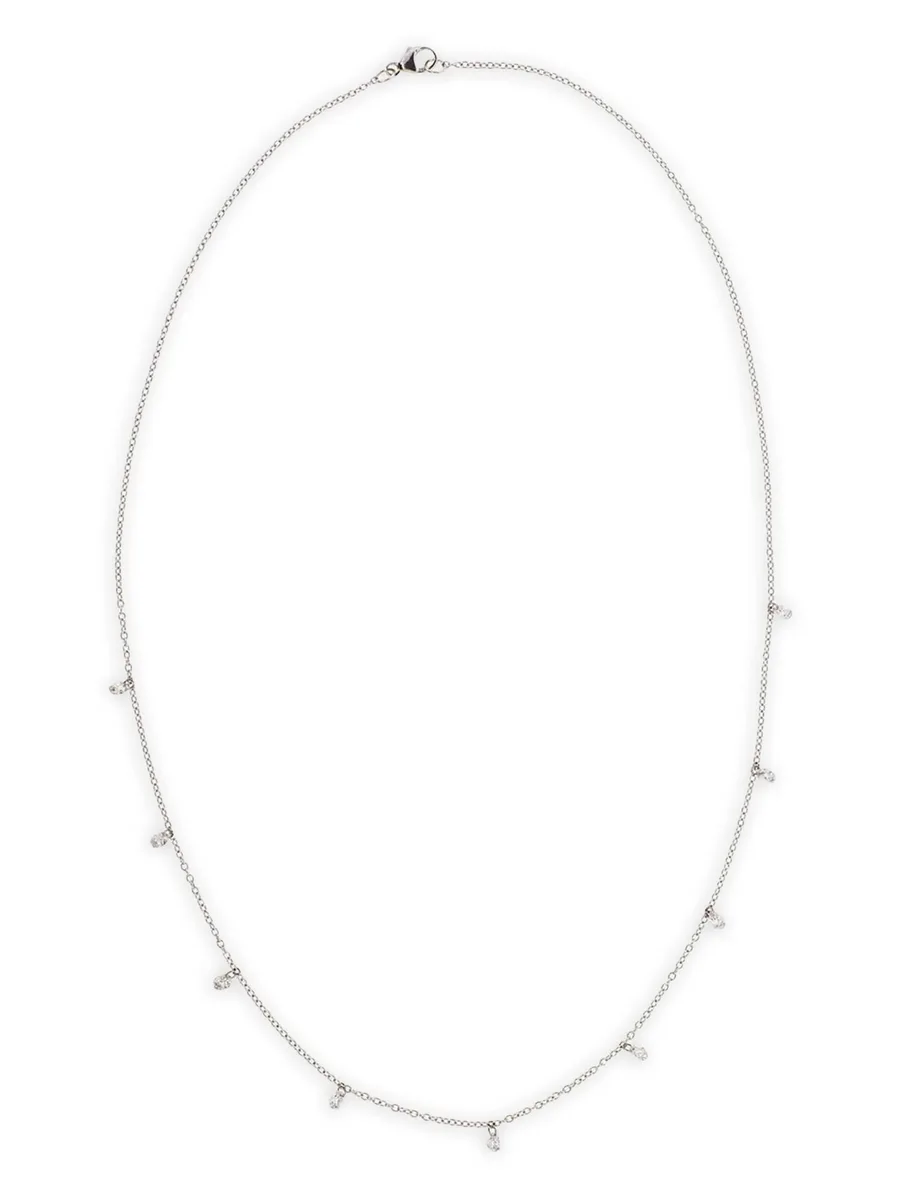 18K white gold Floating diamonds necklace 2