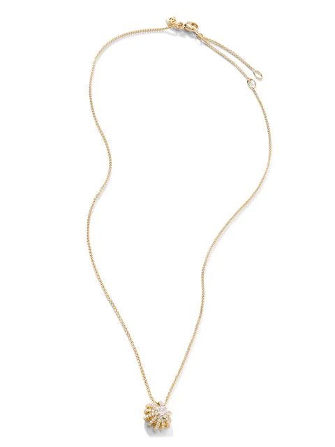 11mm 18kt yellow gold Starburst pave diamond pendant necklace