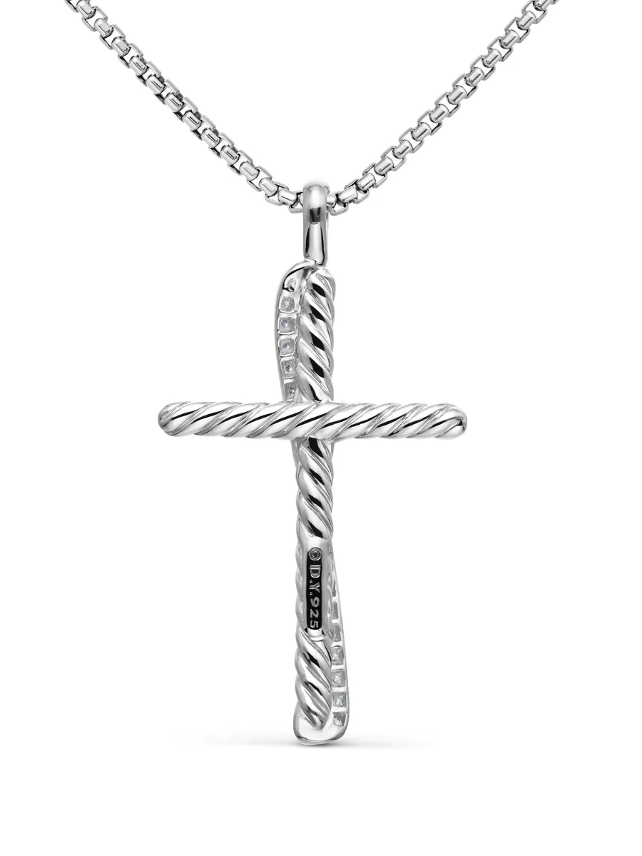 серебряное колье Crossover Cross с бриллиантами (35.6 мм) 5