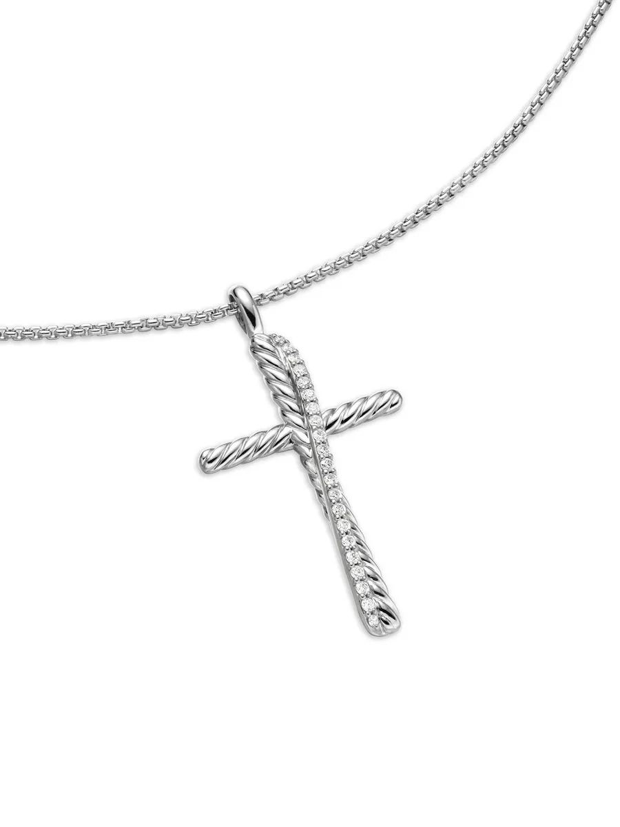 серебряное колье Crossover Cross с бриллиантами (35.6 мм) 8