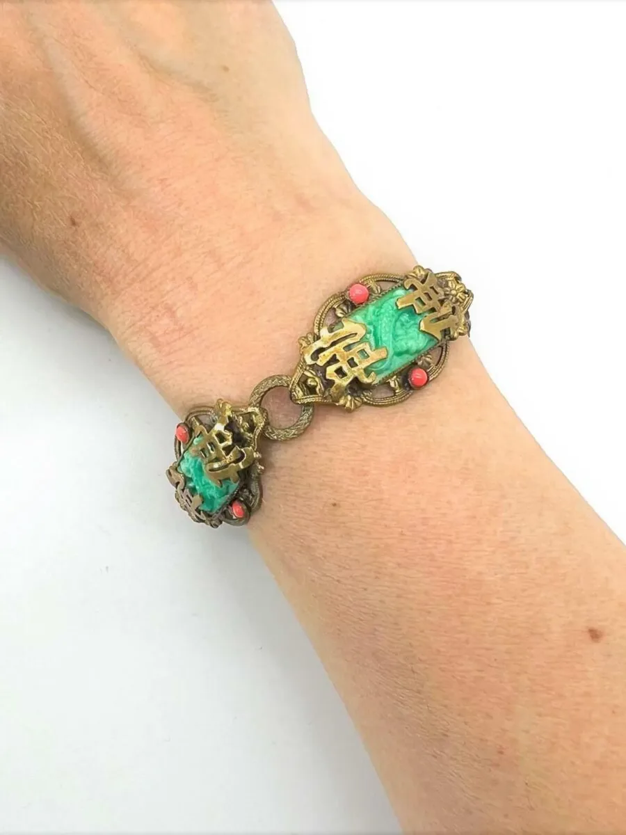 Antique Neiger Brothers Chinoiserie Dragon Bracelet 1920s 3