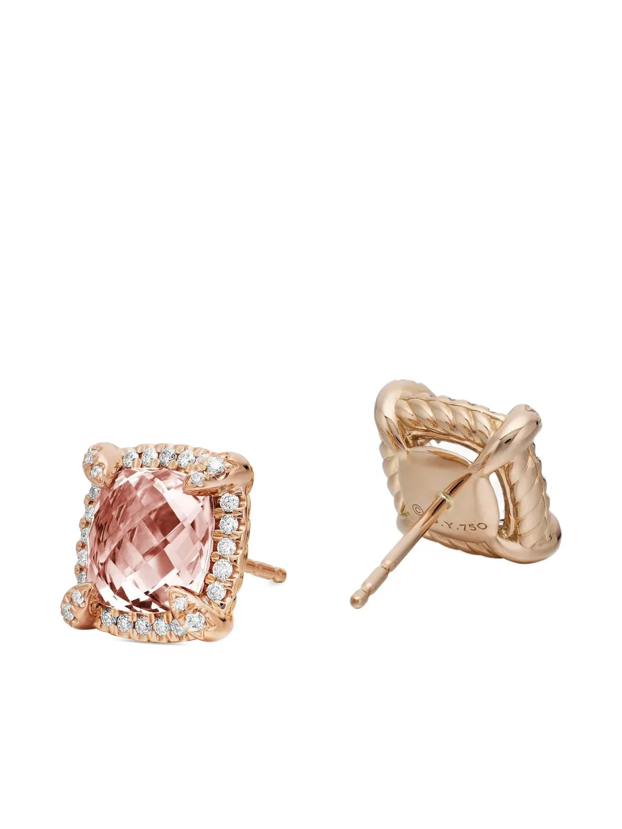 серьги Chatelaine из розового золота с бриллиантами и морганитом (8 мм) 8