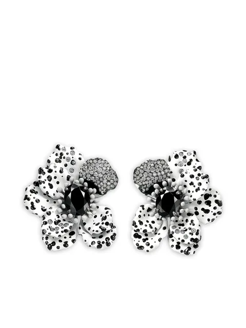 14K white gold and rhodium vermeil Monochromatic Poppy diamond earrings