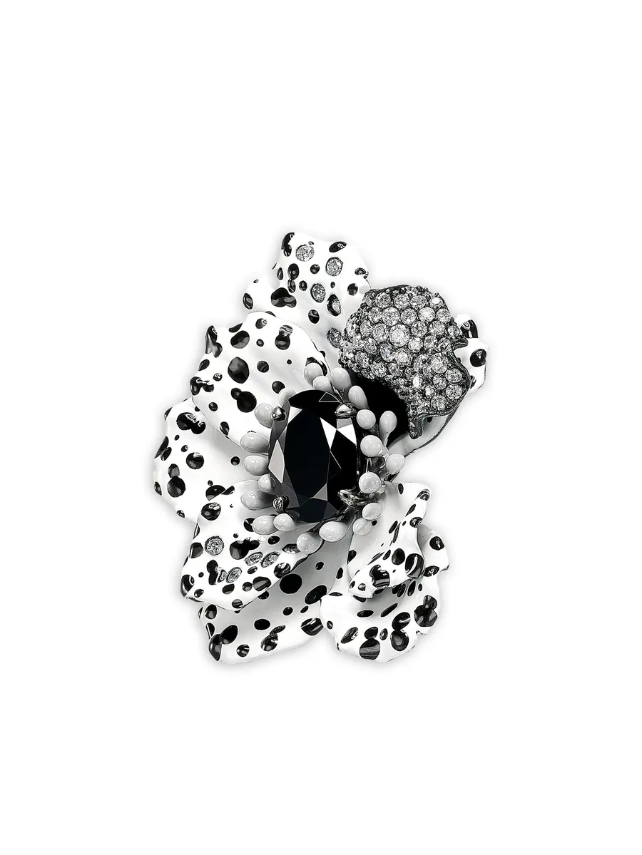 14K white gold and rhodium vermeil Monochromatic Poppy diamond earrings 7