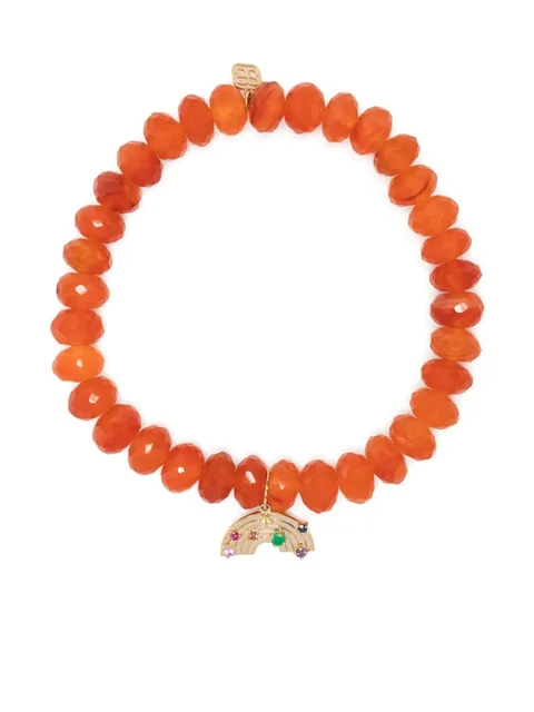 14kt yellow gold Rainbow charm carnelian bracelet