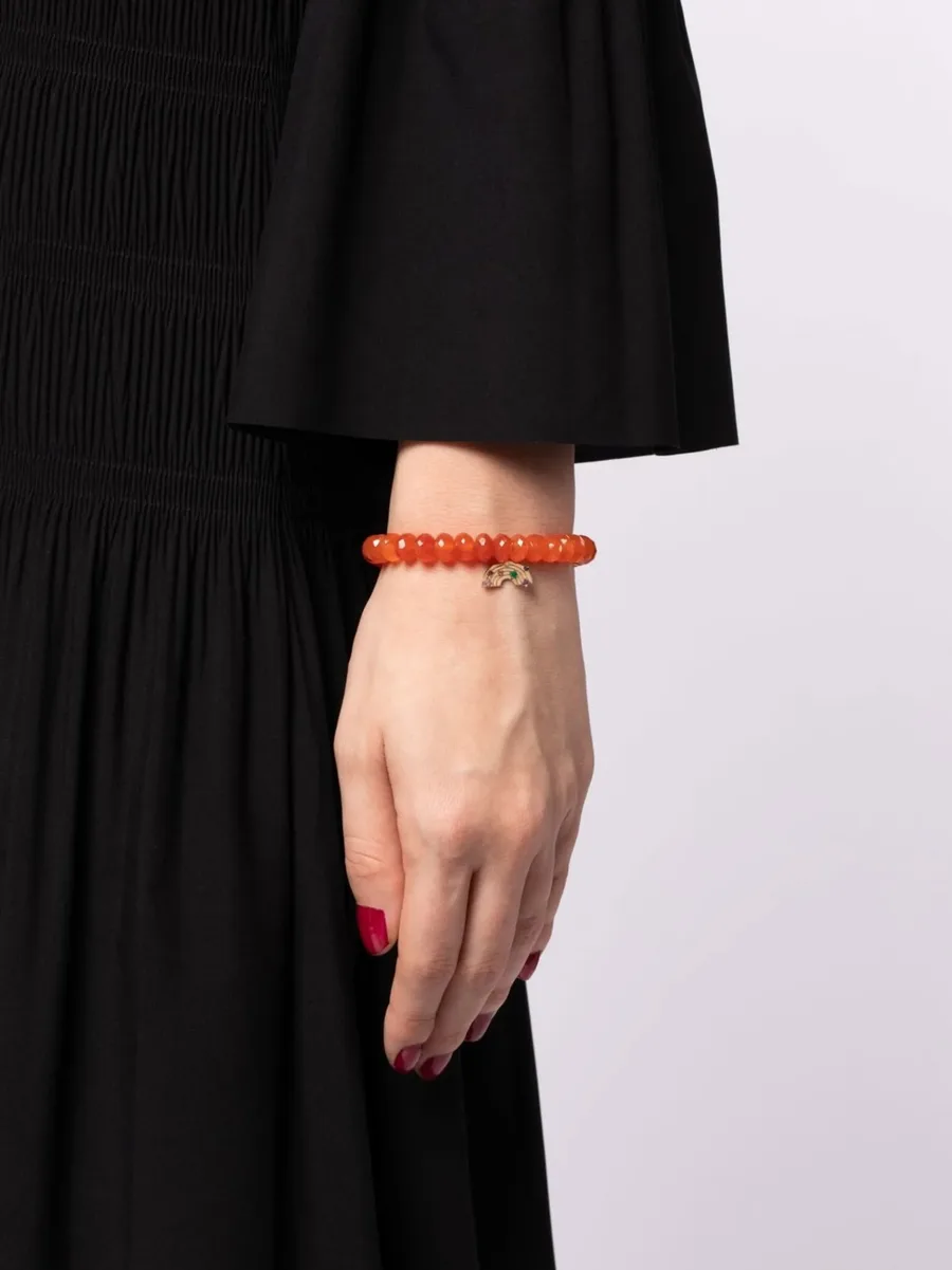 14kt yellow gold Rainbow charm carnelian bracelet 4