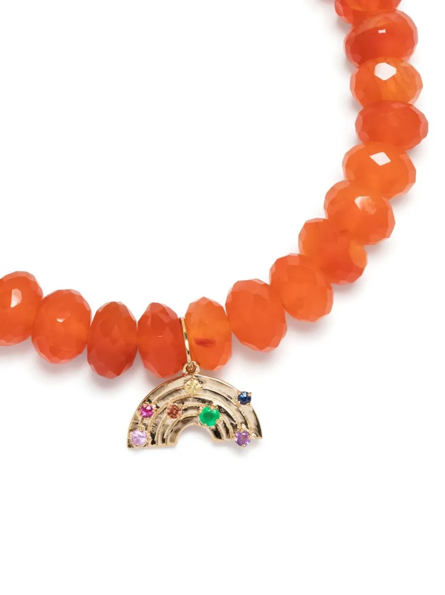 14kt yellow gold Rainbow charm carnelian bracelet 5