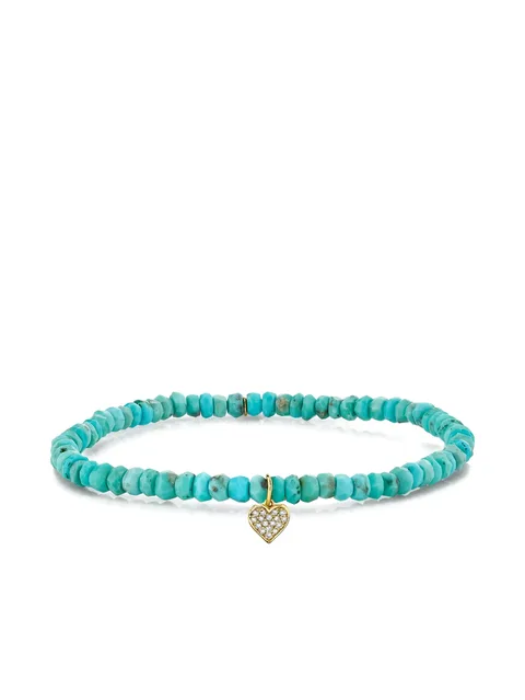 14CT yellow gold Baby Heart turquoise and diamond bracelet