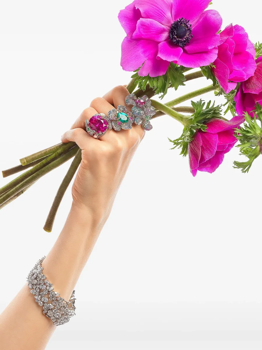 14K white gold and rhodium vermeil Bloom multi-stone ring 4