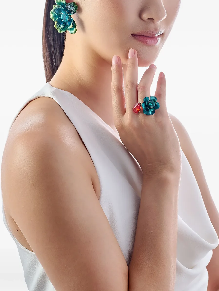 14K white gold and rhodium vermeil Bloom multi-stone ring 7
