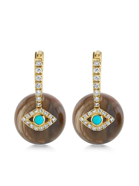 серьги-подвески Evil Eye из желтого золота с бриллиантами