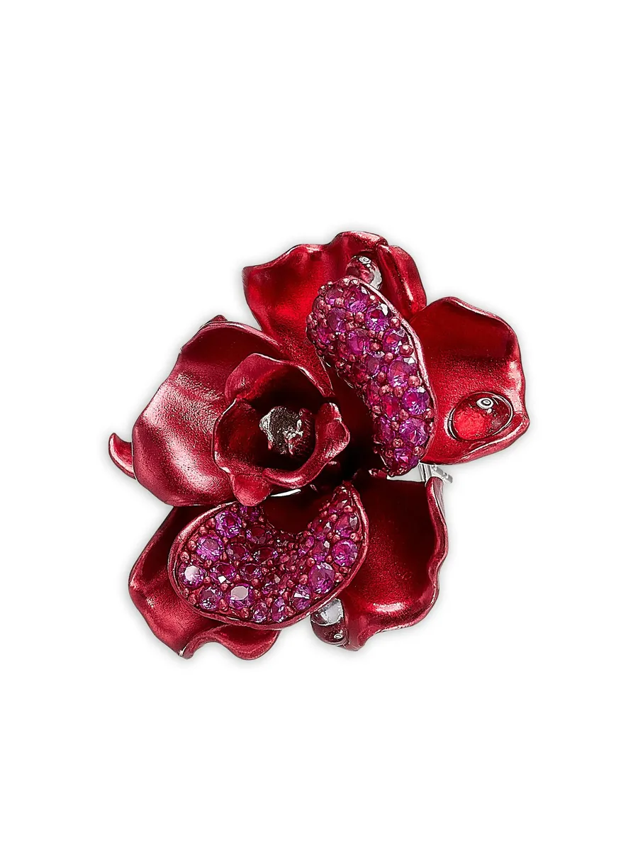 recycled aluminium and rhodium vermeil Carnelia ruby and topaz earrings 7
