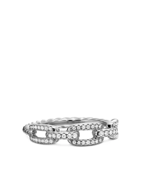 кольцо Stax Chain Link из белого золота с бриллиантами (4.5 мм)
