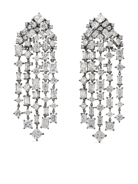 18K white gold vermeil/black rhodium vermeil Silver Smoke Cascade earrings