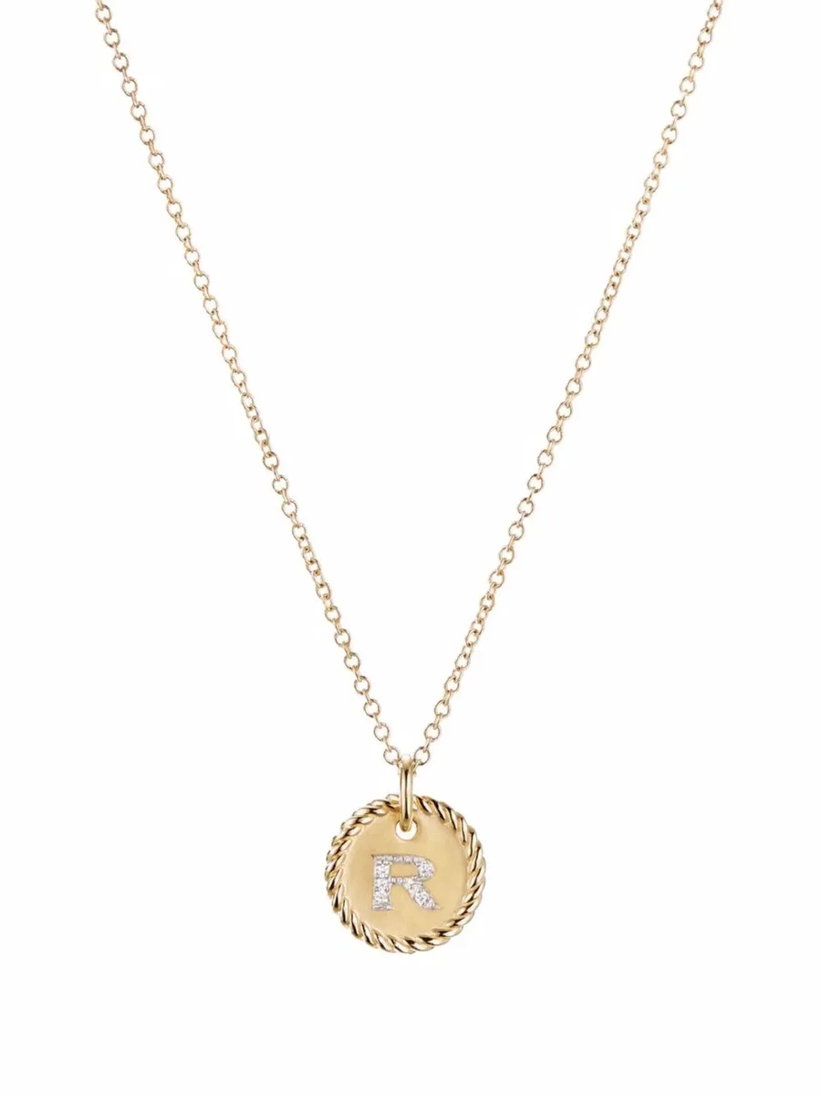 колье R Initial Charm из желтого золота с бриллиантами 2