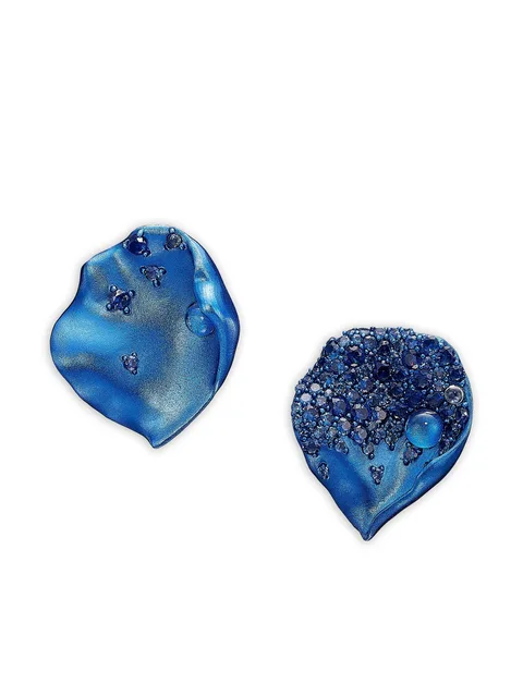 14K white gold and rhodium vermeil Petal sapphire and topaz earrings