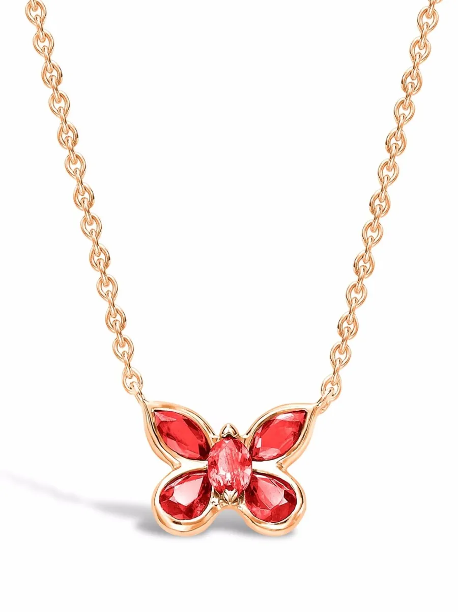 колье Butterfly из желтого золота с рубинами 2