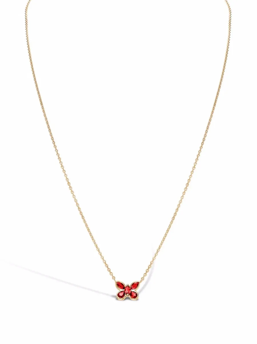 колье Butterfly из желтого золота с рубинами 4