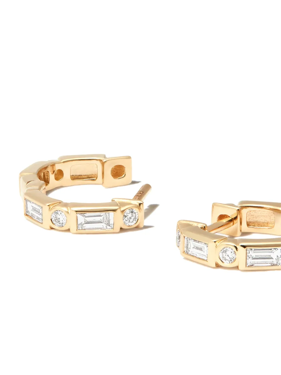 14kt yellow gold diamond huggie earrings 4