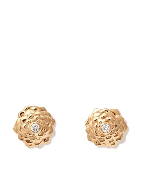 серьги-гвоздики Camellia из желтого золота с бриллиантами