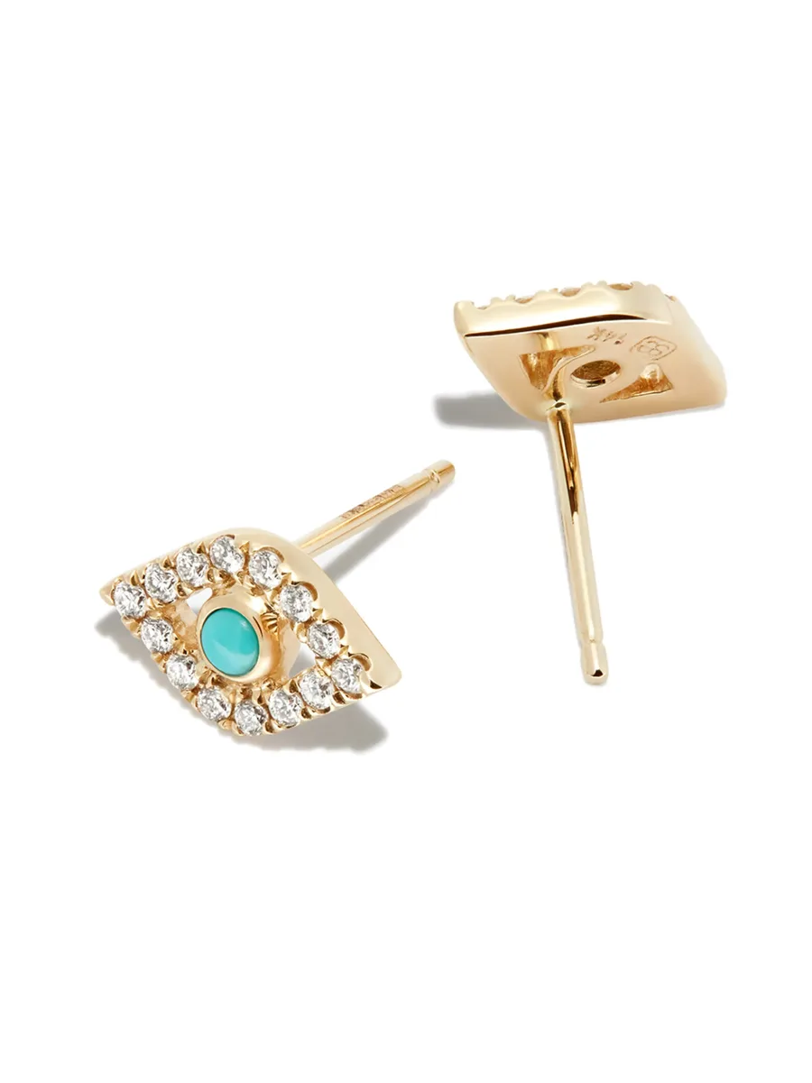 серьга-гвоздик Evil Eye из желтого золота 4