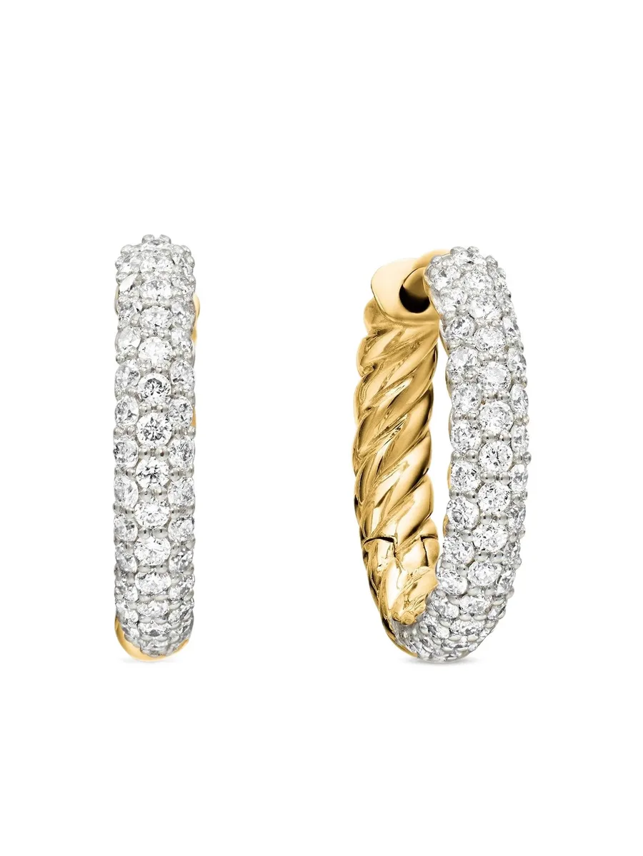 серьги-хагги Petite Pavé из желтого золота с бриллиантами (14 мм) 2