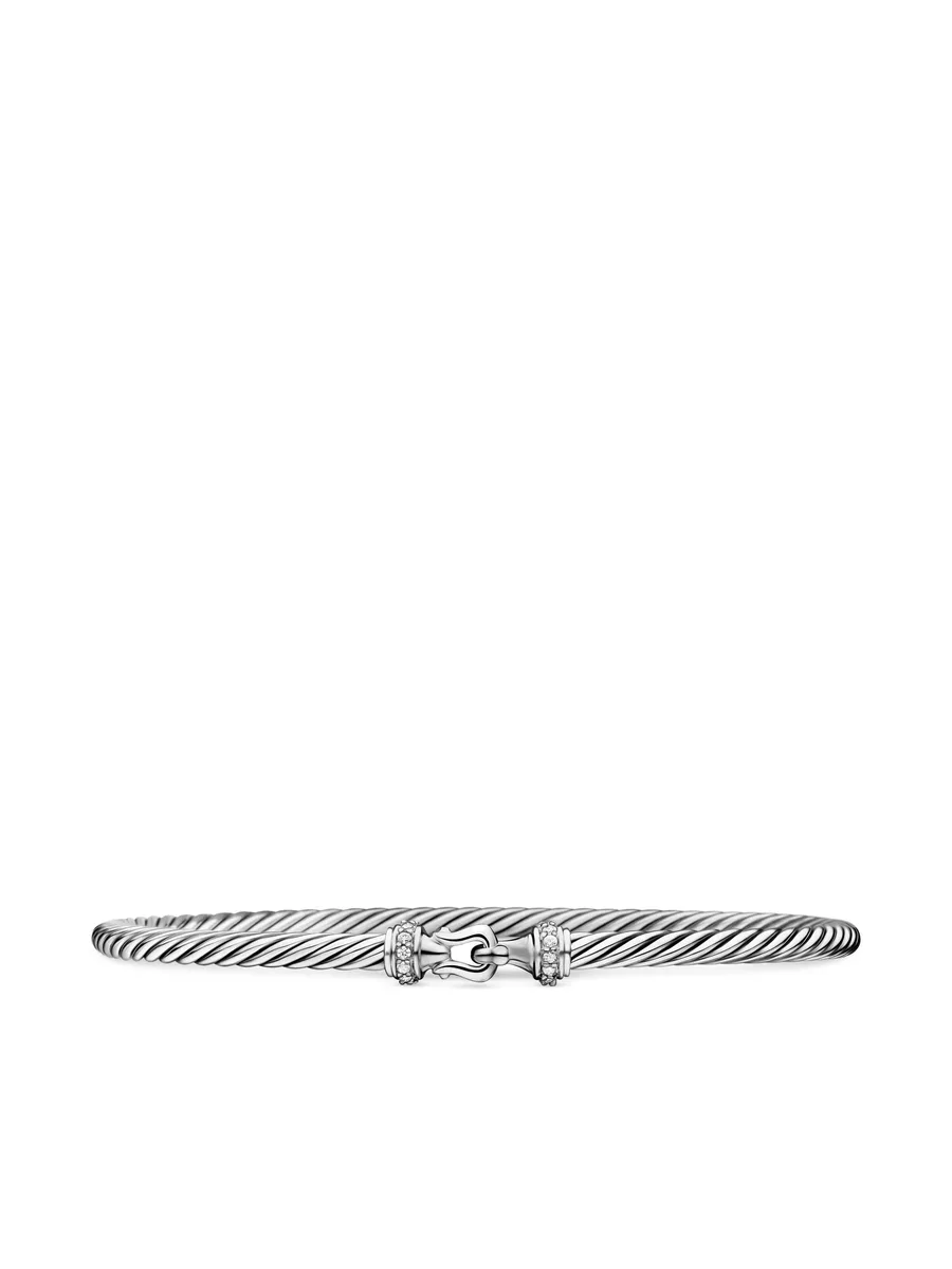 серебряный браслет Buckle Classic Cable с бриллиантами (3 мм) 1