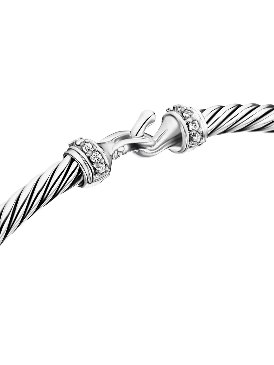 серебряный браслет Buckle Classic Cable с бриллиантами (3 мм) 12