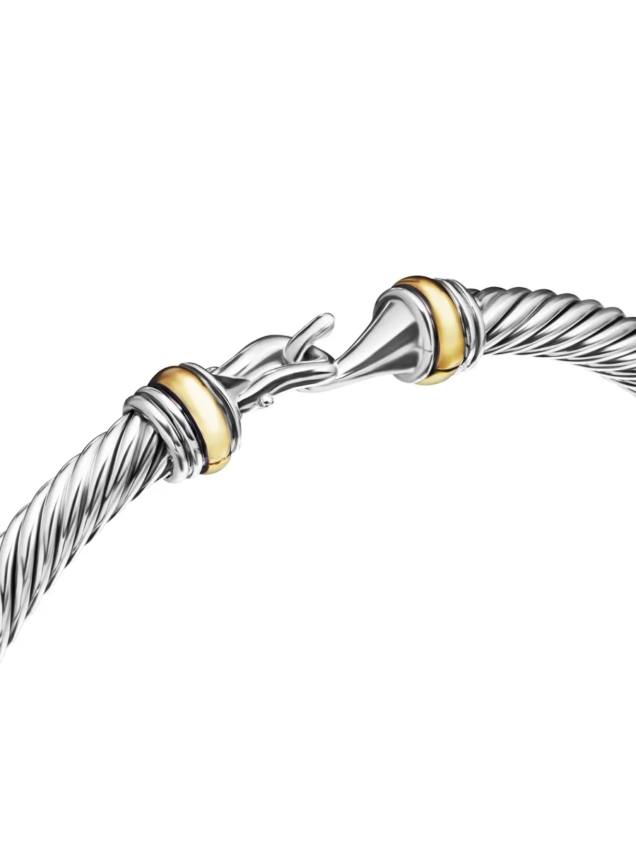 браслет Buckle Classic Cable из желтого золота и серебра (4 мм) 11