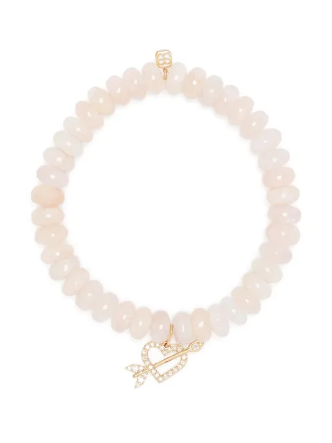 14kt yellow-gold morganite and diamond beaded bracelet