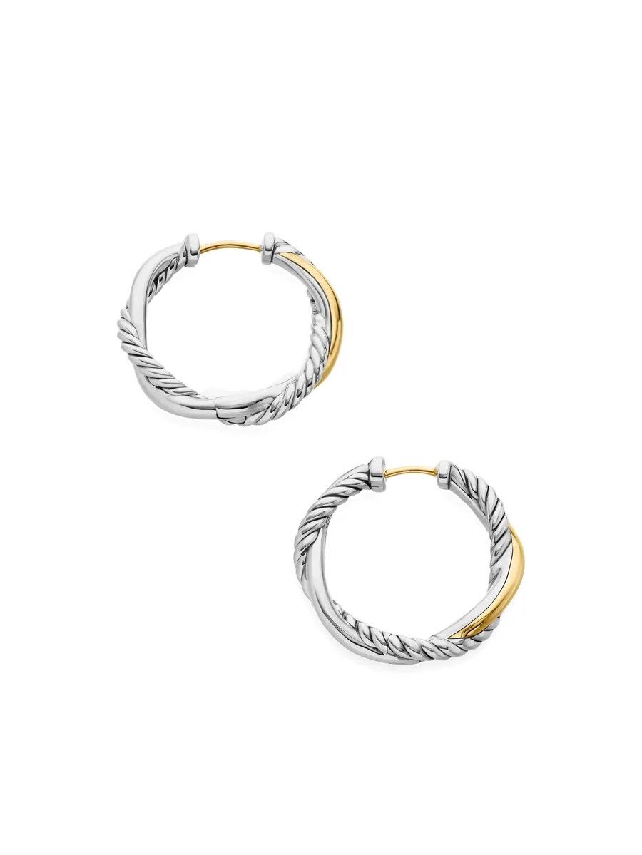 серьги-кольца Petite Infinity из желтого золота и серебра (17.3 мм) 10
