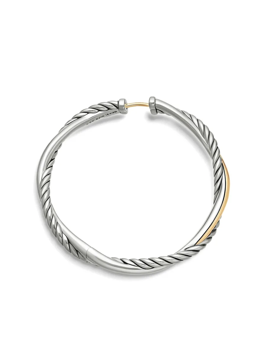 серьги-кольца Infinity из желтого золота и серебра (42 мм) 8