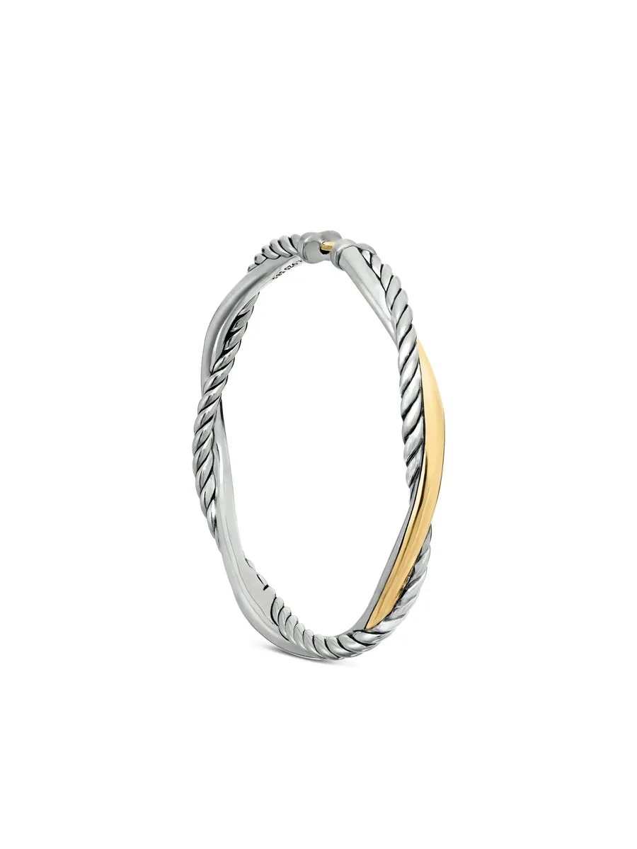 серьги-кольца Infinity из желтого золота и серебра (42 мм) 11