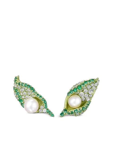 позолоченные серьги Dew Drop Petal с камнями
