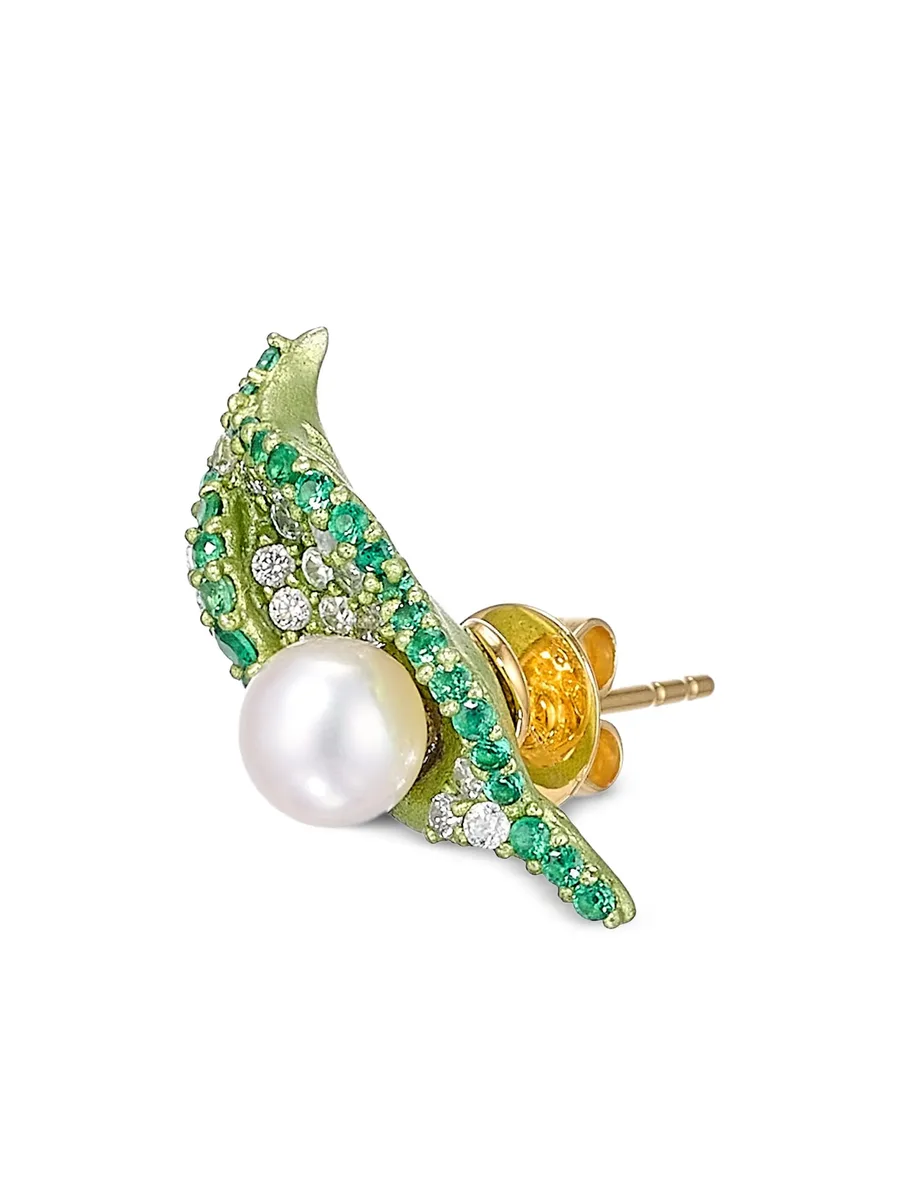позолоченные серьги Dew Drop Petal с камнями 8