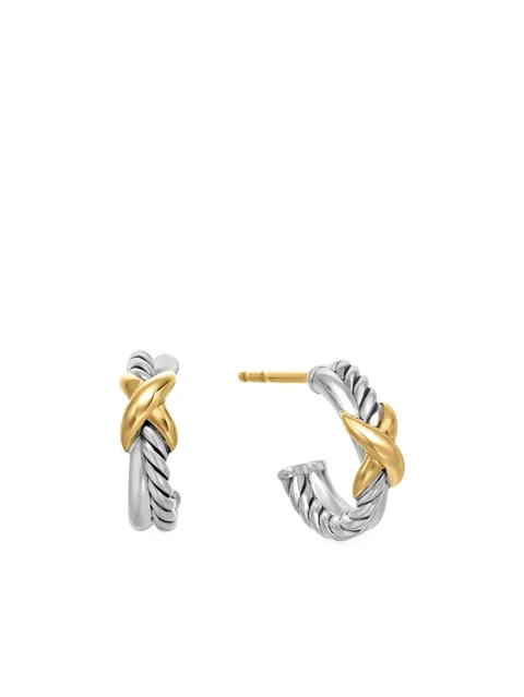 серьги-кольца Petite X из желтого золота и серебра