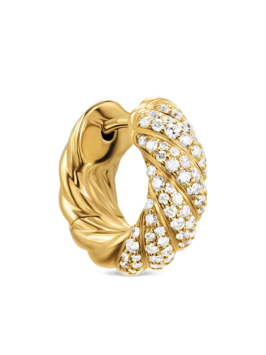 серьги-кольца Sculpted Cable из желтого золота с бриллиантами 9